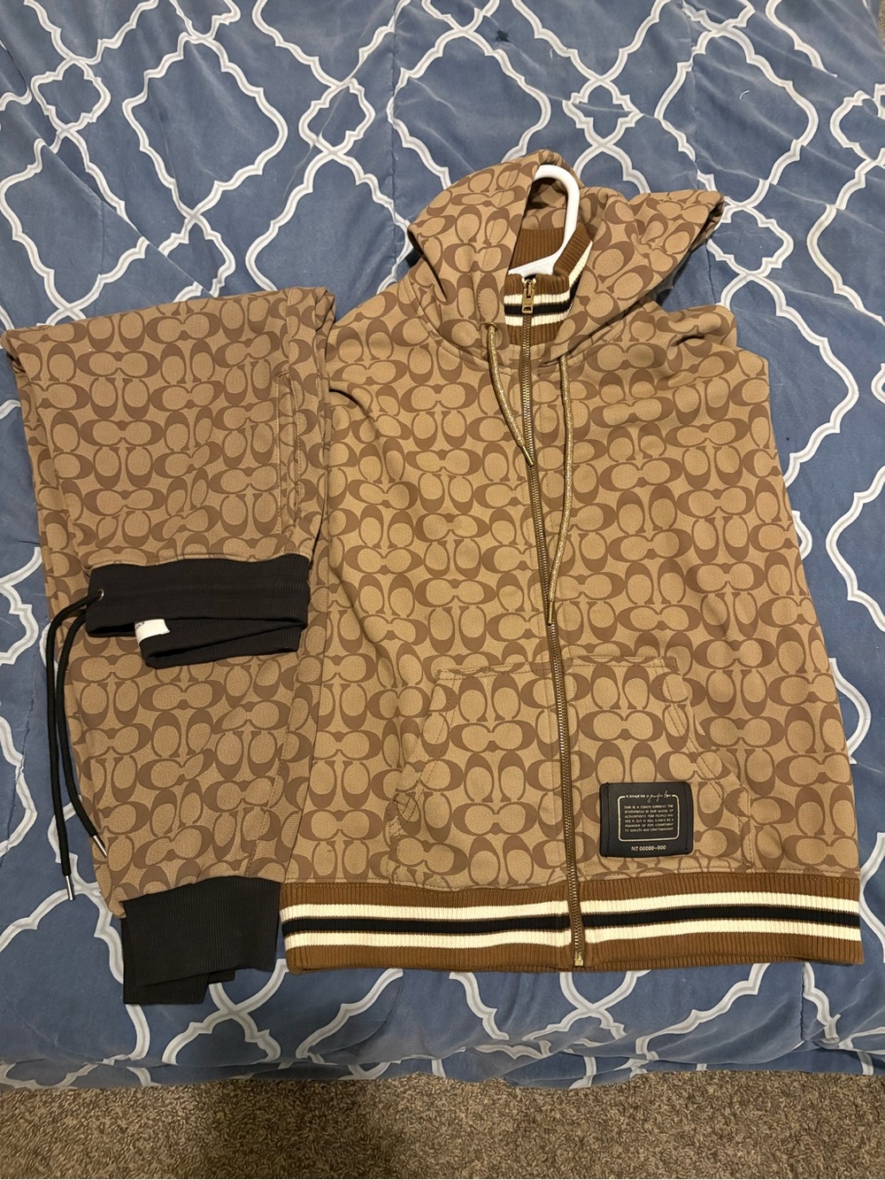 Coach Women’sBrown Signature Zip Hoodie Jacket with matching pants
